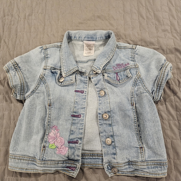 Disney Kids Denim Jacket with Floral Embroidery Large 10/12 - Picture 2 of 6
